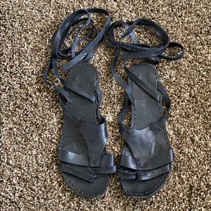 Free People Black Leather Sandals